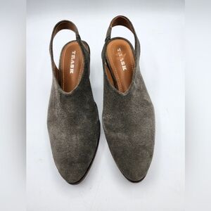 Trask Gray Suede Western Slingback Mules Sz 8